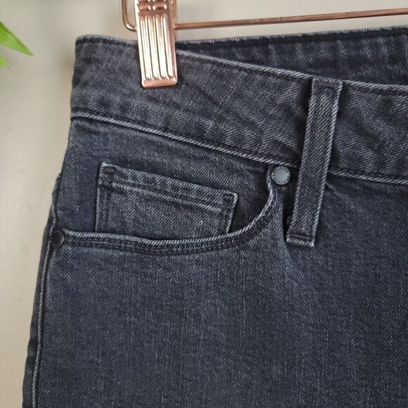 Paige 27 Hoxton Straight Leg Ankle Black Moonlight Fog Side Frayed Cropped Jeans - Picture 3 of 16